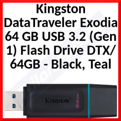 Kingston 64 GB DataTraveler Exodia 64 GB USB 3.2 (Gen 1) Flash Drive DTX/64GB - Black, Teal